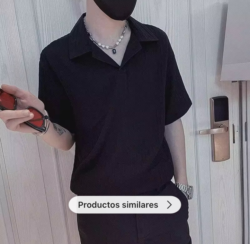 Camisa casual tipo polo/ IM21 -  Negra