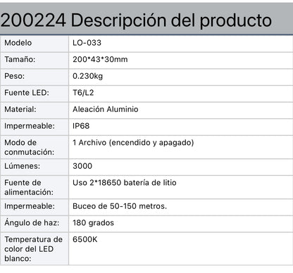 Linterna para Buceo S022