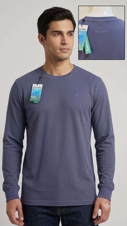 Camiseta Manga Larga Discovery para Caballero - Azul KCN14