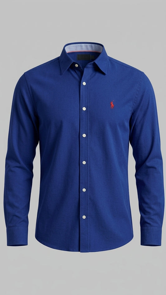 Camisa Polo Club Alexander Smith  Formal Azul Marino  Manga Larga NK27