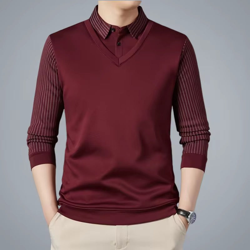Camisa manga larga para Caballero Tipo Polo/Vino N10