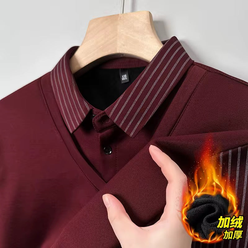 Camisa manga larga para Caballero Tipo Polo/Vino N10