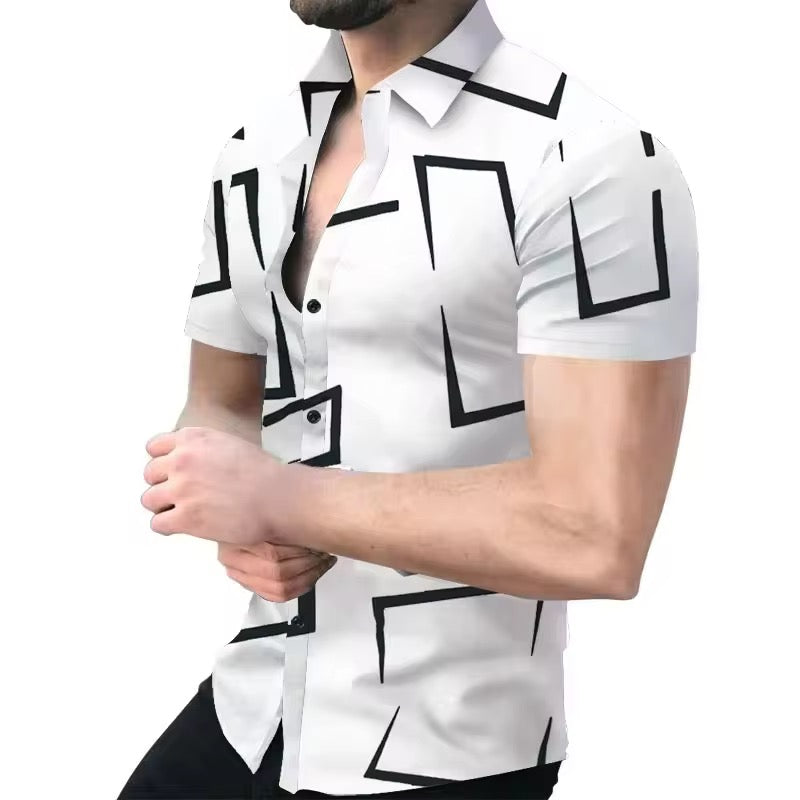 Camiseta Casual / Blanco-Negro BL43