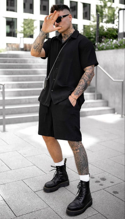 Set Short y Camisa /Negro K161