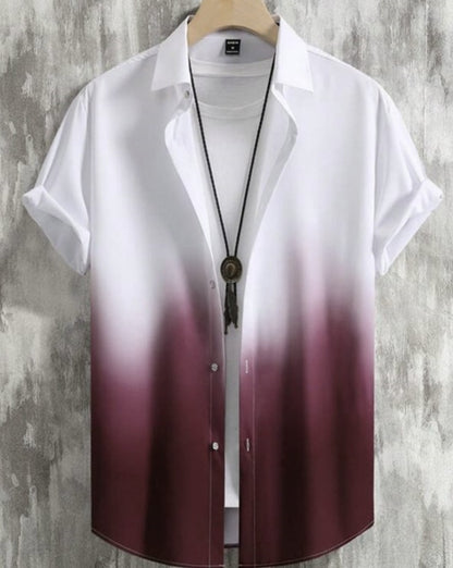 Camisa Casual Difuminada/ Vino K163