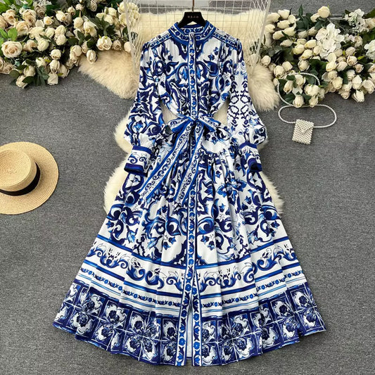 Vestido manga larga para Dama / Azul B178