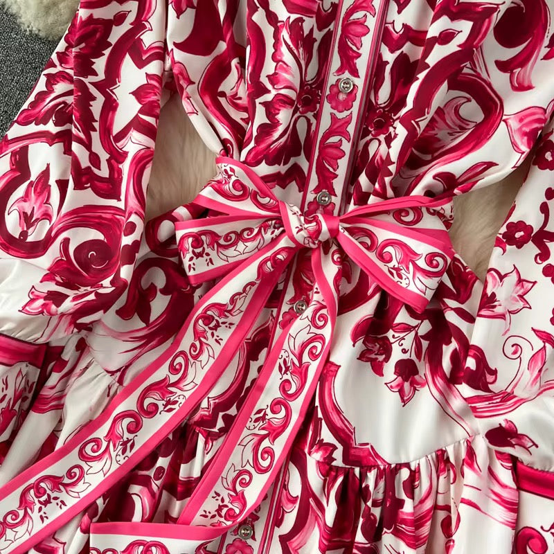 Vestido manga larga para Dama / Rosa B178