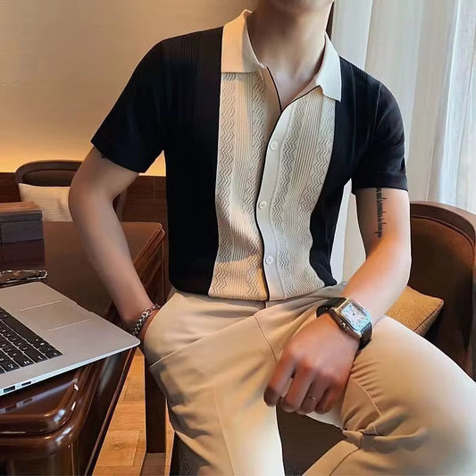 Camisa Casual  / Negro-Beige  BL50