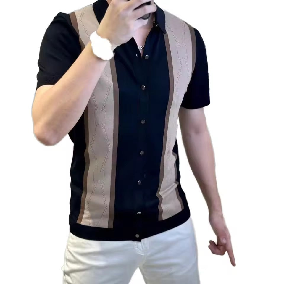 Camisa Casual  / Negro-Dorado  BL55