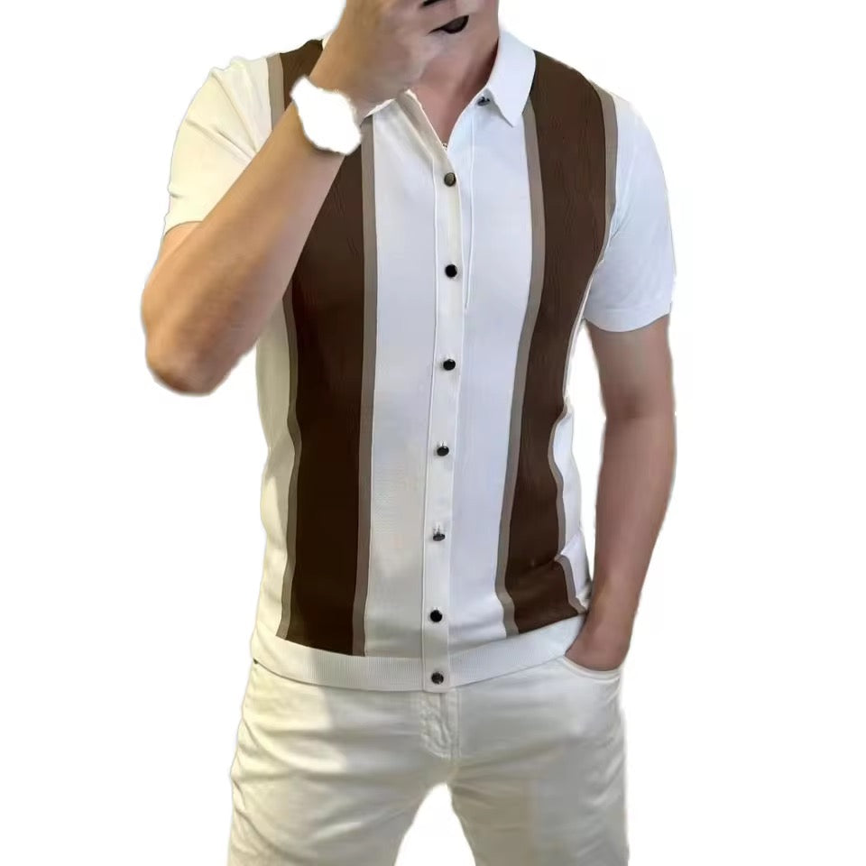 Camisa Casual  / Blanco-Cafe  BL55