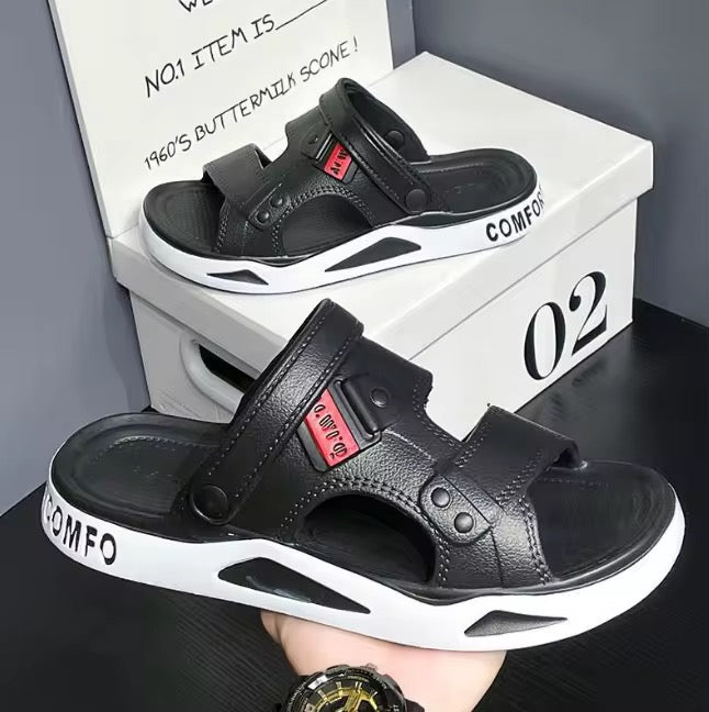 Sandalias Antideslizantes para Caballero /Negro-Blanco N32