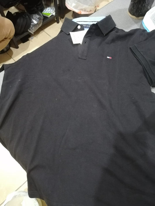 OUTLET19 Camisa Casual Marca Tommy Hilfiger/ Negro