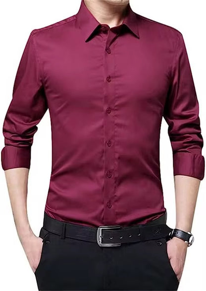 Camisa Formal manga larga para caballero/ Vino B171