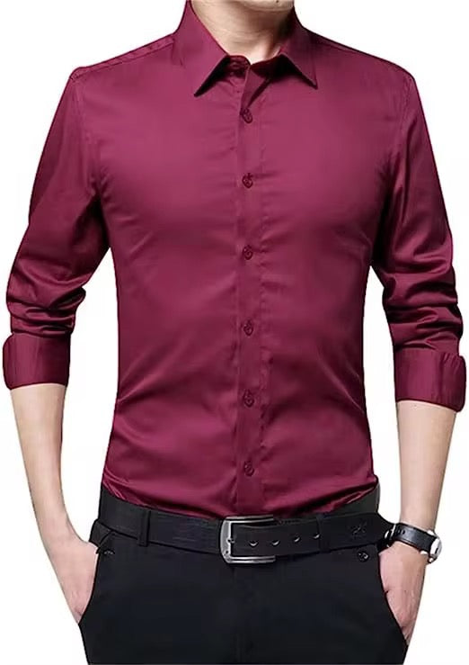 Camisa Formal manga larga para caballero/ Vino B171
