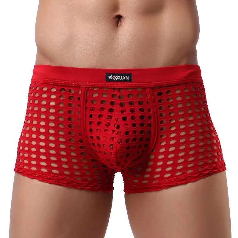 Boxer Malla Transparente - Rojo K241