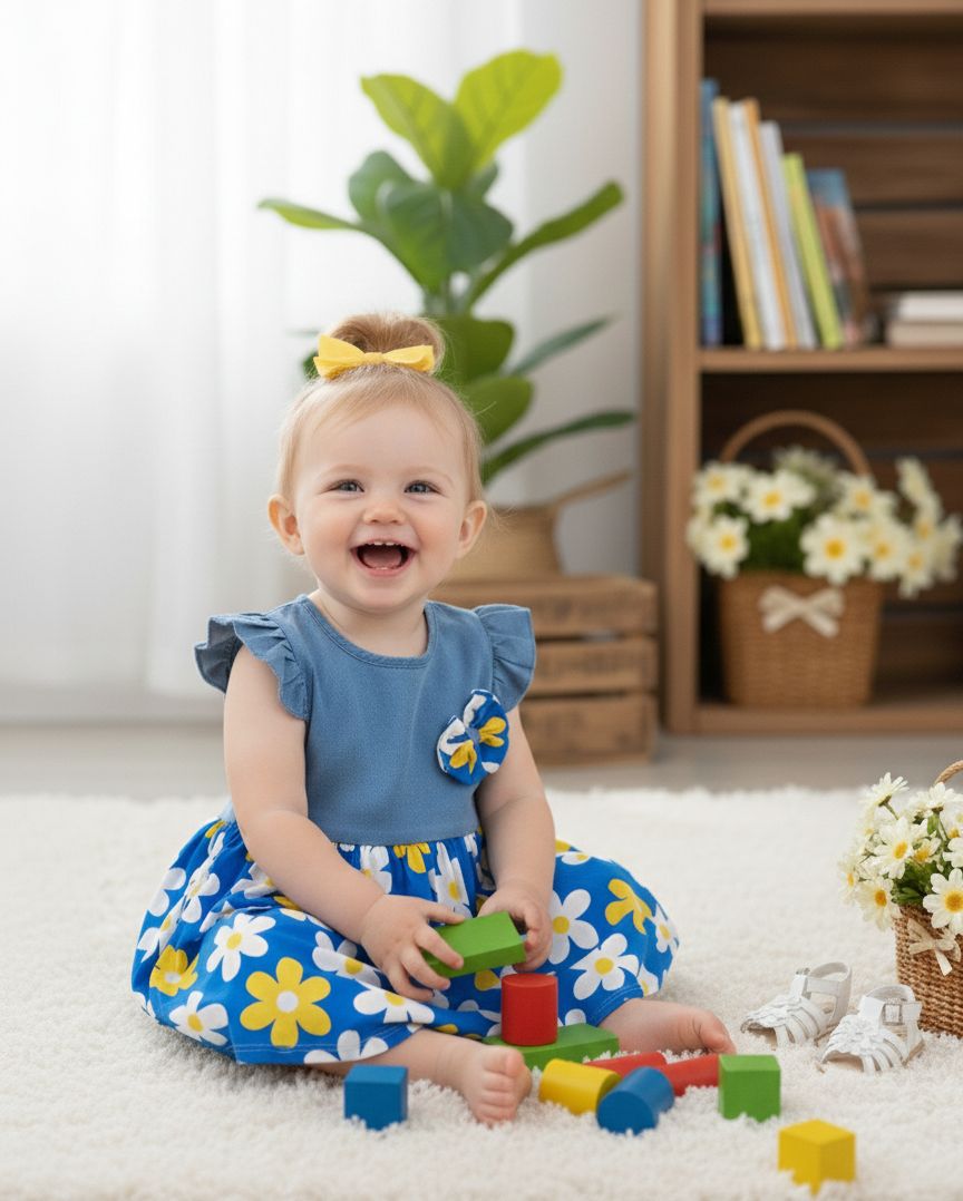Vestido casual para niña / RA55 / Azul