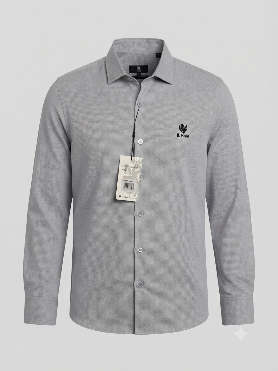 Camisa Formal Manga Marca Ice Man/ Gris Claro NK16