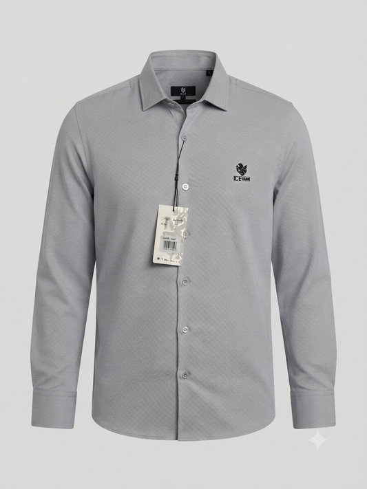 Camisa Formal Manga Marca Ice Man/ Gris Claro NK16