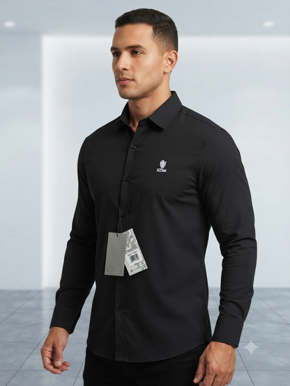 Camisa Formal Manga Marca Ice Man/ Negro NK16