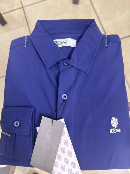 Camisa Formal Manga Marca Ice Man/ Azul Eléctrico NK16