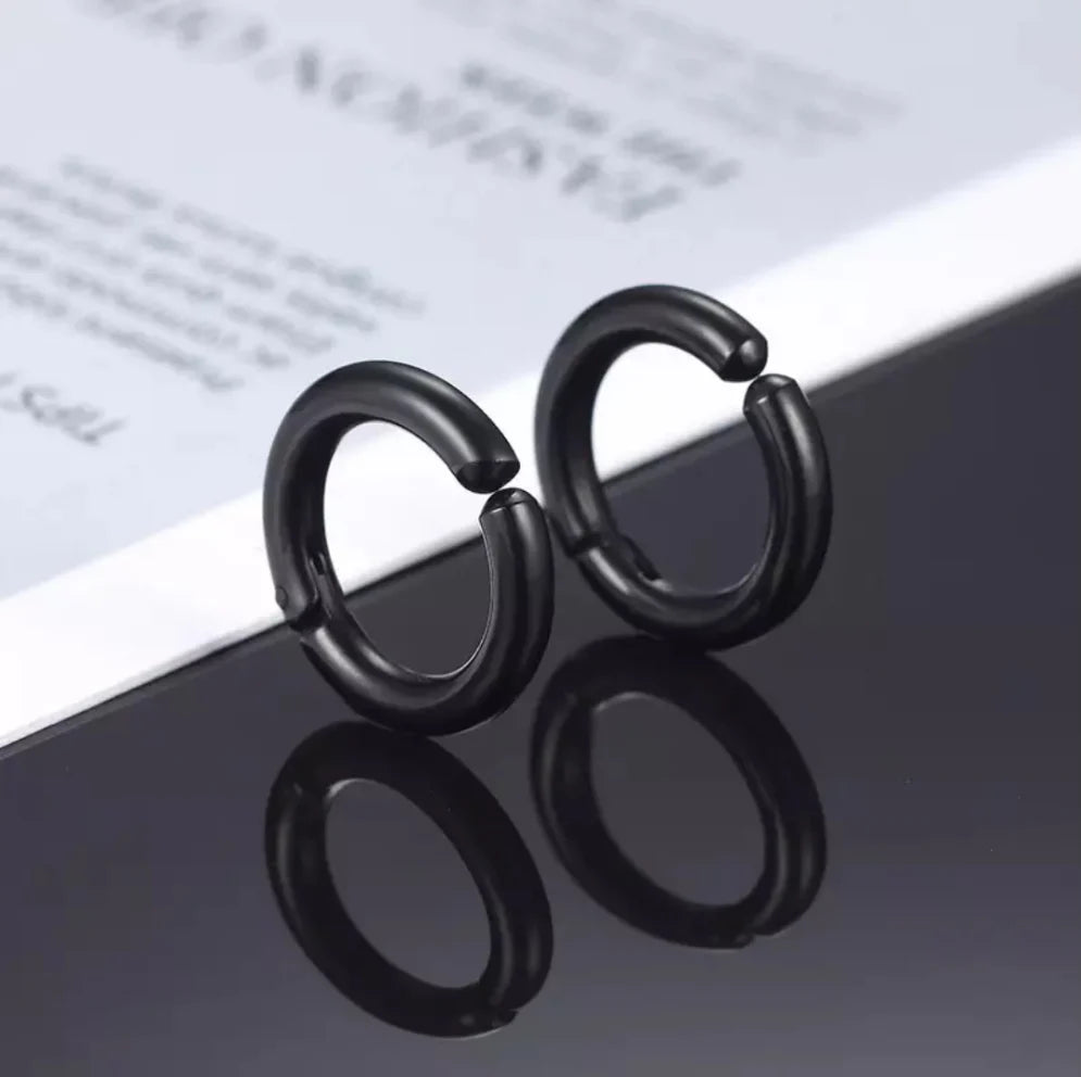 Black Hoop Pressure Earring