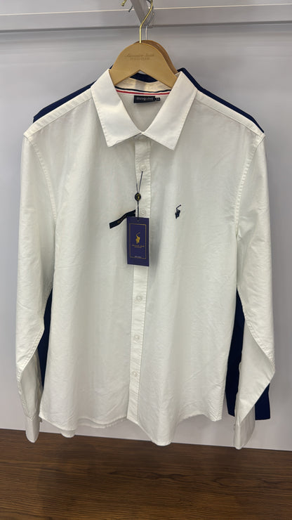 Camisa Polo Club Alexander Smith  Formal Blanco  Manga Larga NK27