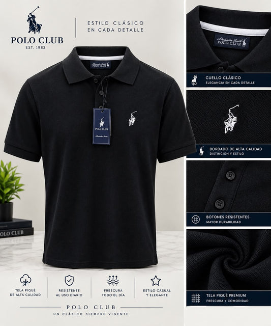 Camisa Polo Club Alexander Smith Negro. NK28