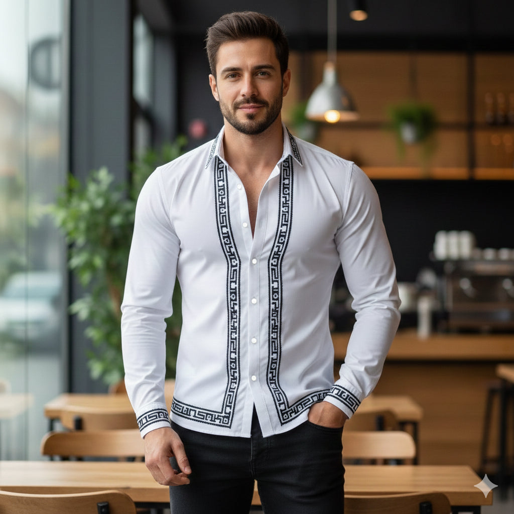 Camisa  manga larga para caballero/Blanco BL40