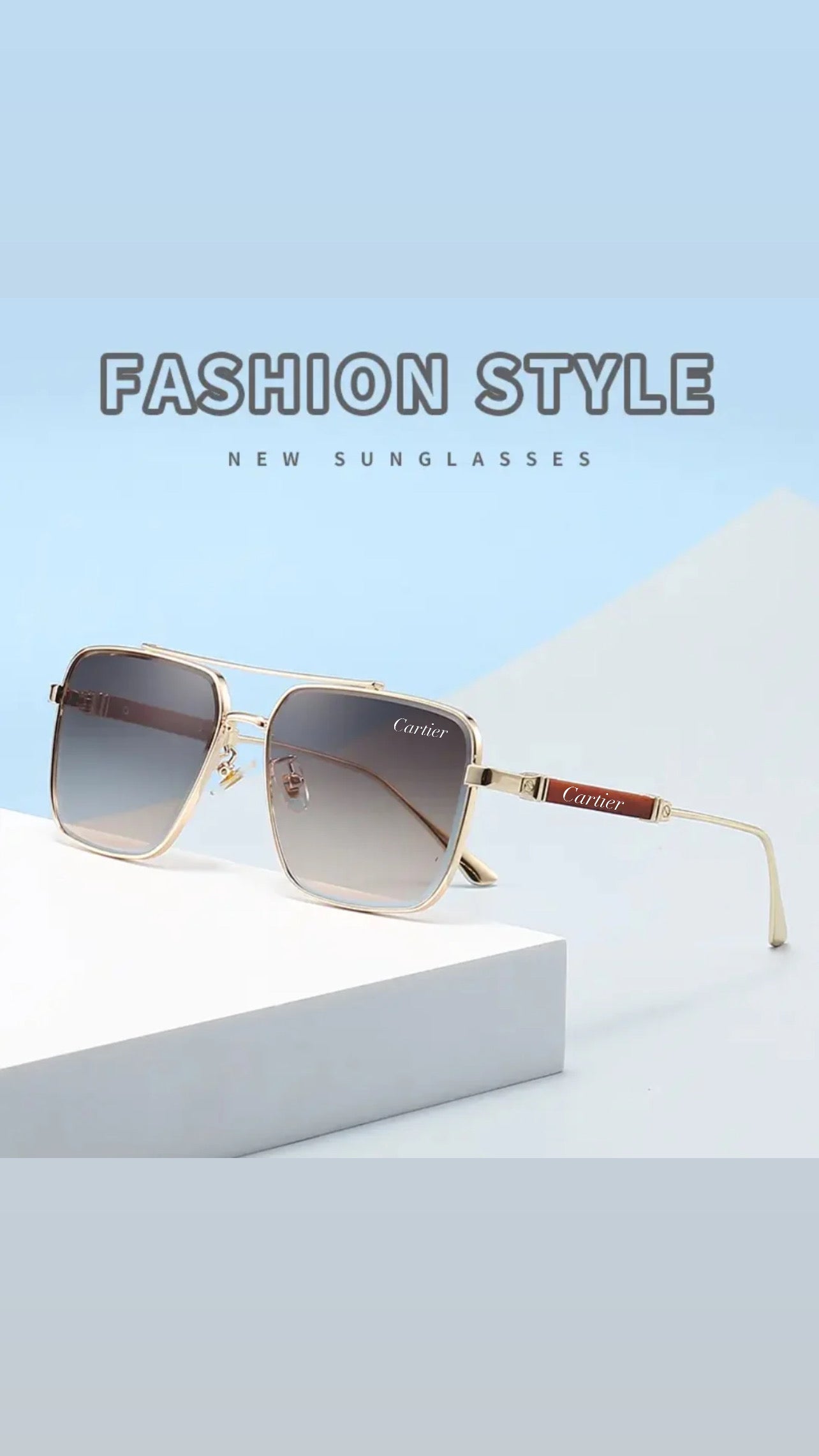 Lentes de Sol Cartier 2025  / Gris- Dorado C153