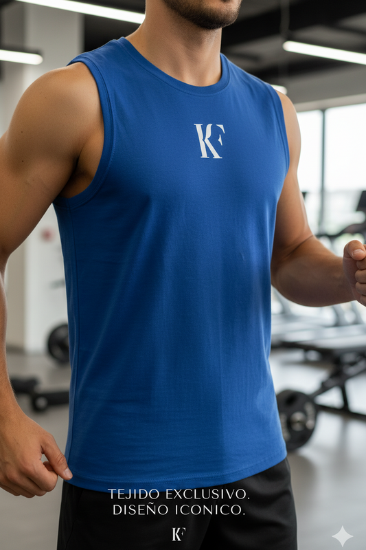 Camiseta desmangada KF - Azul K289