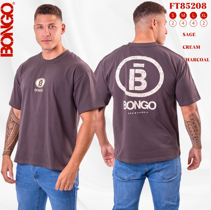 Camiseta Bongo para Caballero Oversize - Charcoal KCN10