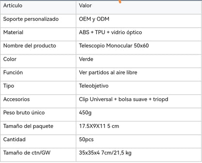 Telescopio Monocular con Tripode/   B147