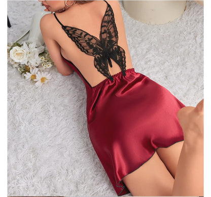 Pijama de seda- Mariposa /  B100 Rojo