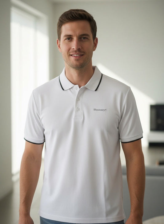 Camisa Tipo Polo Marca Discovery  Blanco NK06