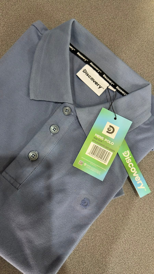 Camiseta Discovery Tipo Polo para Caballero - Azul KCN13