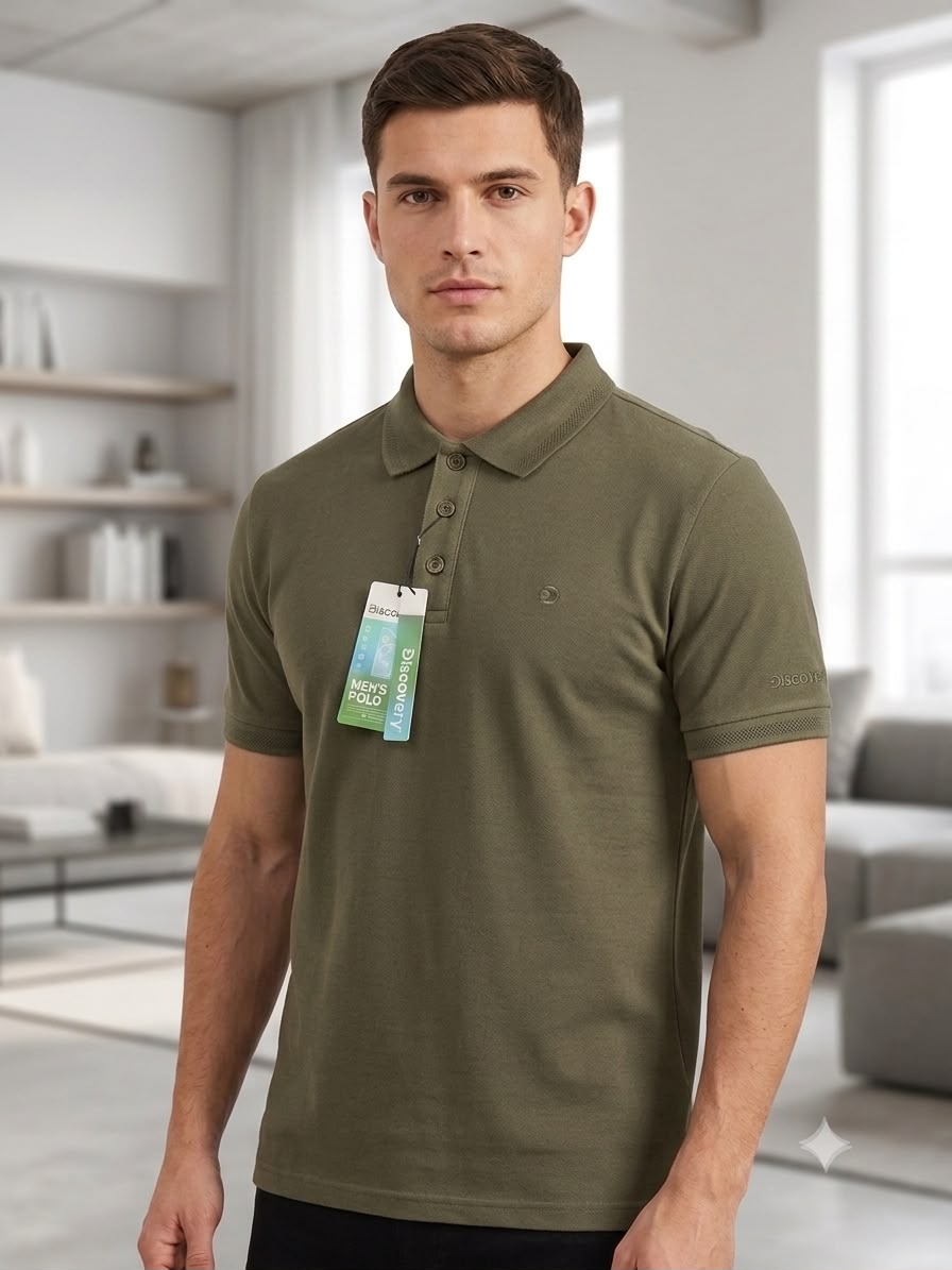 Camiseta Discovery Tipo Polo para Caballero - Verde KCN13