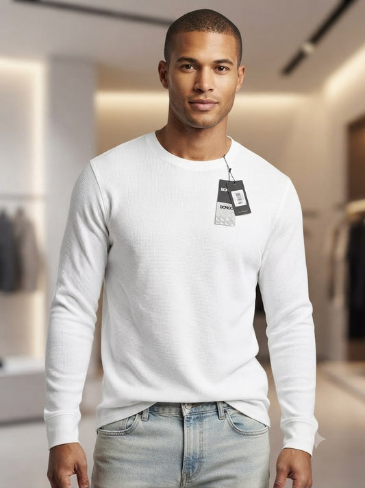 Camiseta Manga Larga Bongo para Caballero - Blanca KCN19