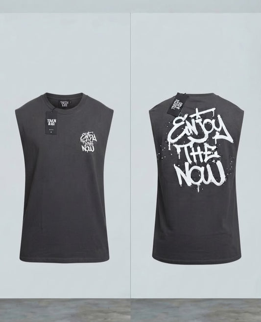 Camisa Casual sin mangas para Caballero Oversize /Gris NK12