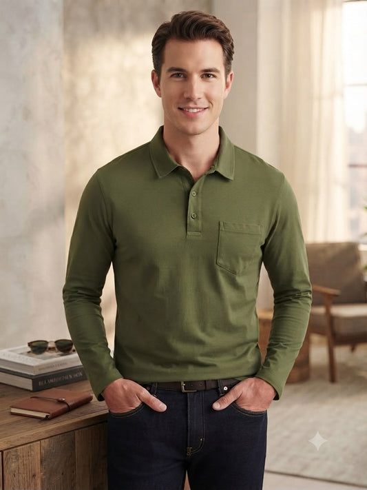 Camisa Manga larga  tipo polo. Marca Touch & Go. /Verde NK18