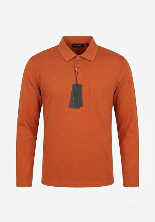 Camisa Manga larga  tipo polo. Marca Touch & Go. / Naranja  NK18
