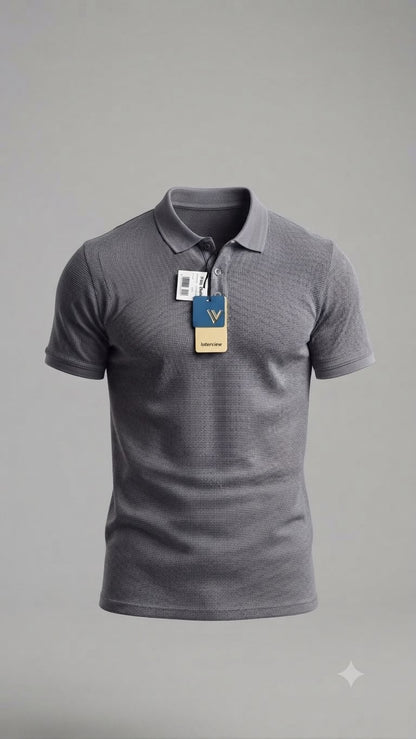 Camisa tipo polo Alto relieve  Marca Interview -  Gris NK21