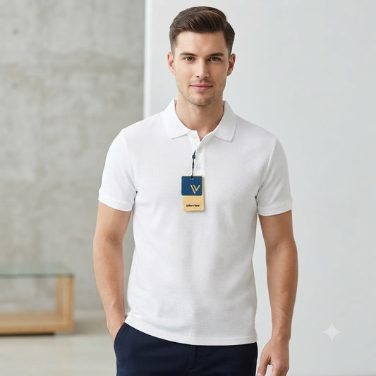 Camisa tipo polo Alto relieve  Marca Interview -  Blanco NK21