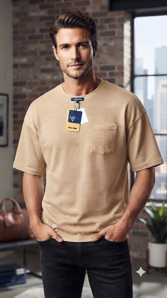 Camiseta Over Size Marca Interview - Beige NK19