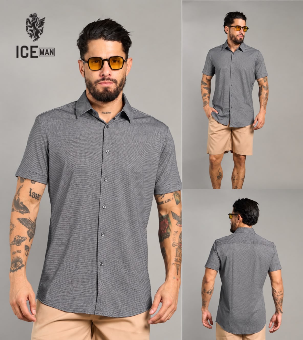 Camisa Formal Manga Corta Ice Man/ Gris NK26