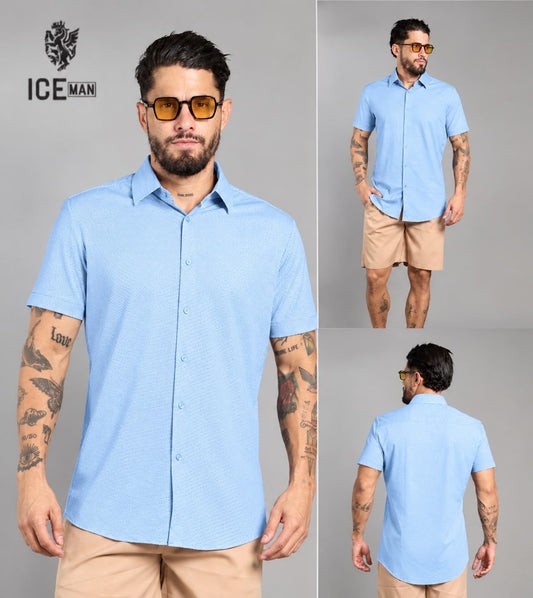 Camisa Formal Manga Corta Ice Man/ Azul Celeste NK26