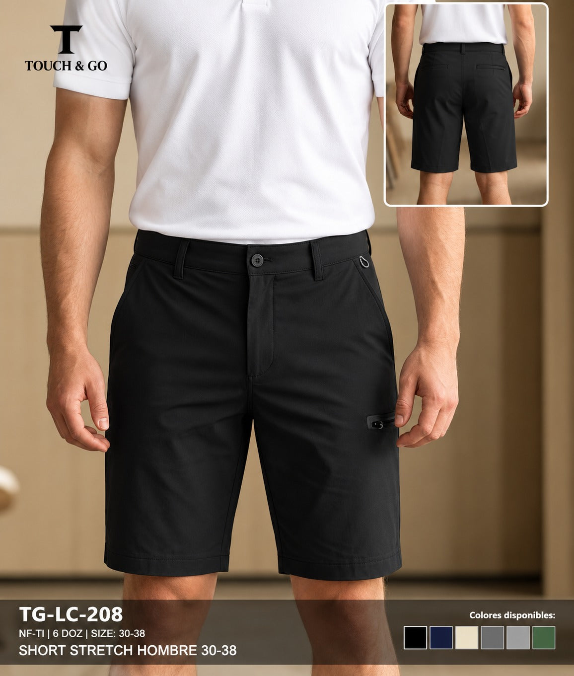 Short Casual Touch & Go para Caballero/ NK34 Negro