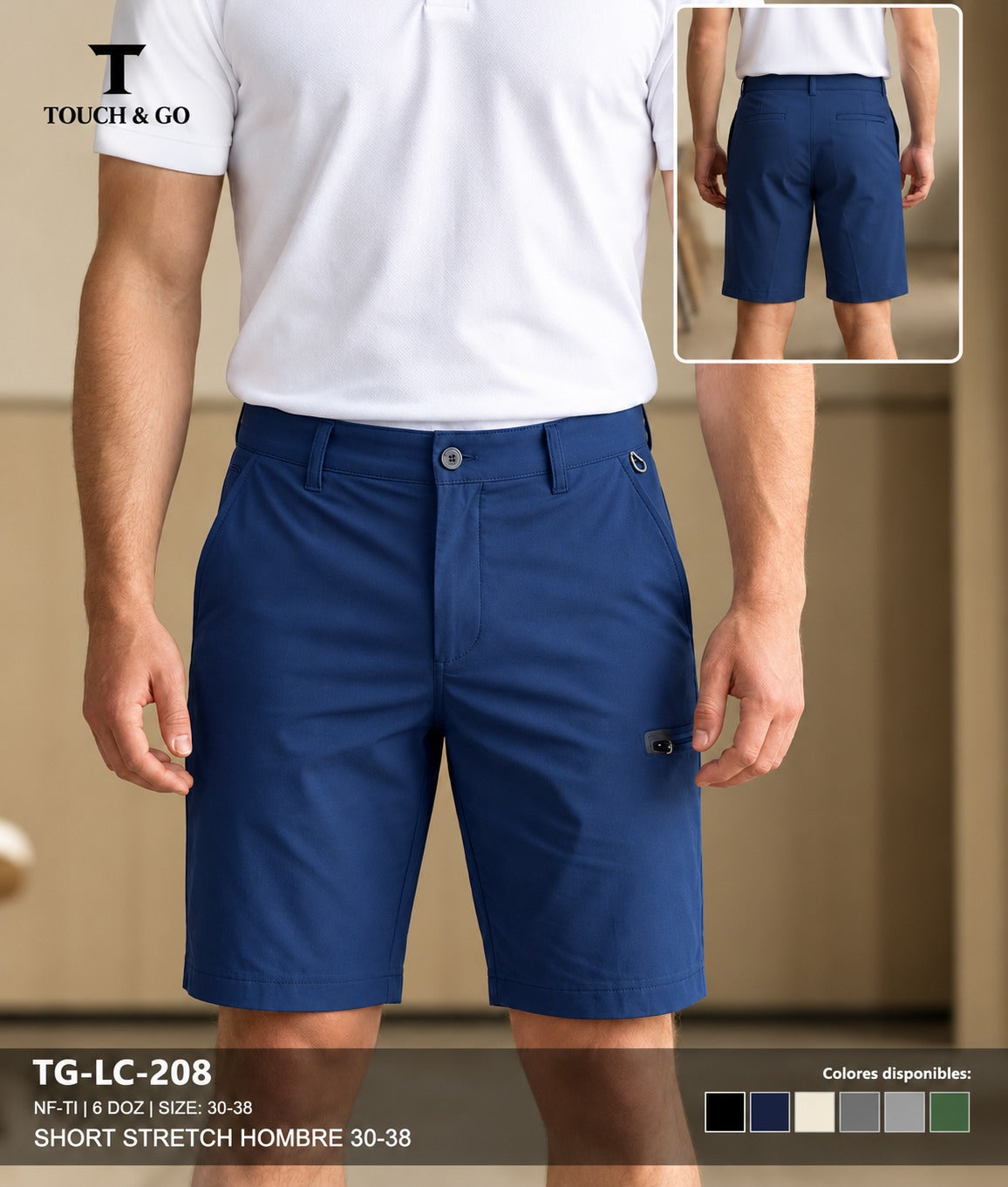 Short Casual Touch & Go para Caballero/ NK34 Azul