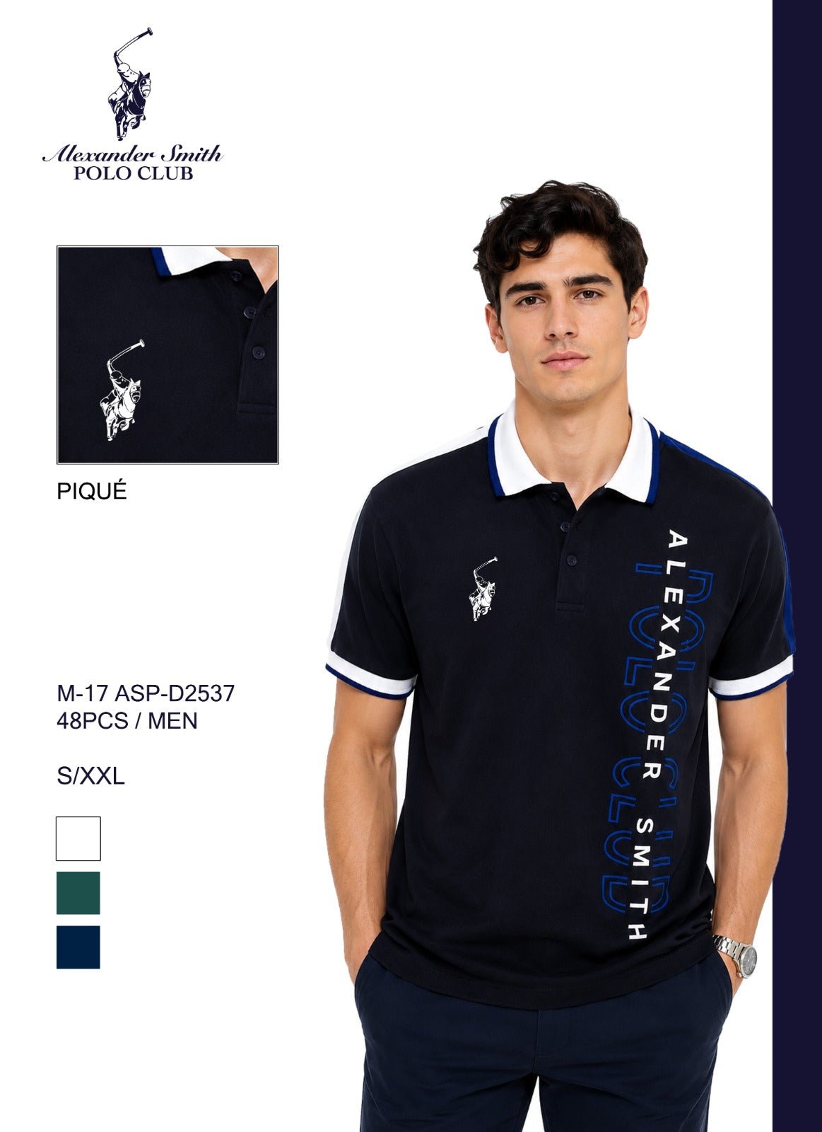Camisa Polo Club Alexander Smith  Negro NK05