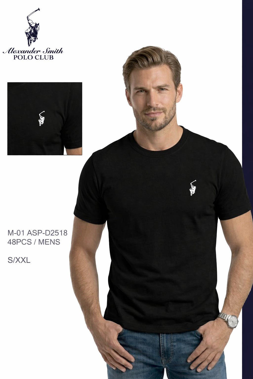 Camiseta Polo Club Alexader Smith - Negra KCN06
