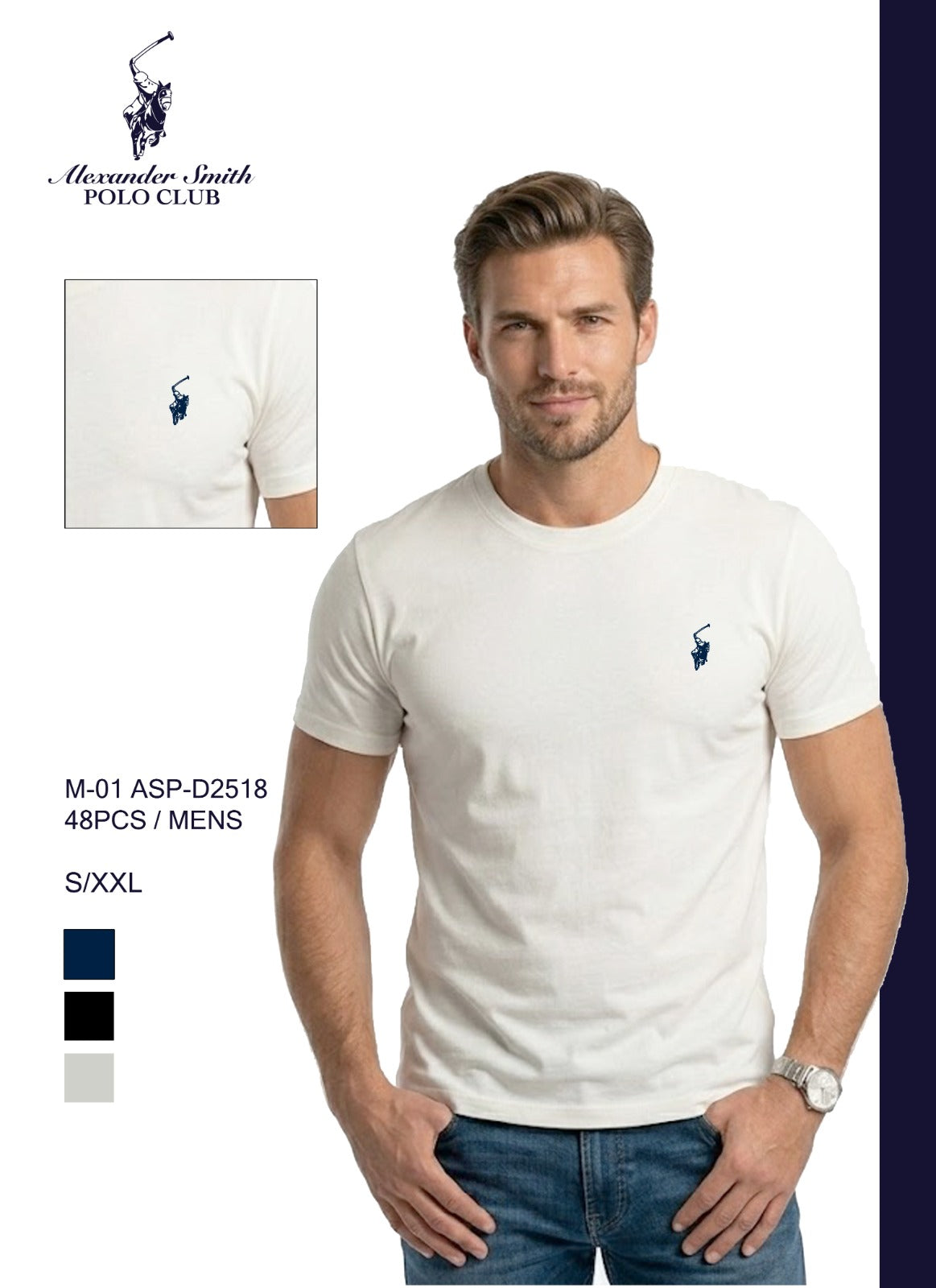 Camiseta Polo Club Alexader Smith - Blanca KCN06